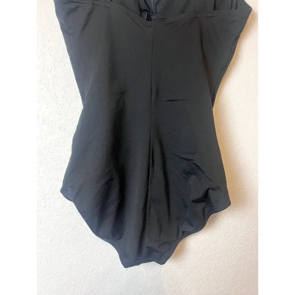 Speedo Plus Size 10 Solid Shirred Tank One Piece Swimsuit